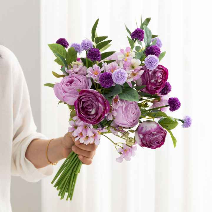 Wholesale Artificial Rose Flowers Bouquets Silk Wedding Flowers Bouquets for Wedding Party Decoration