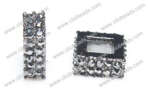 Wholesale Elegant Large Hole Crystal Pave Zinc Alloy Square Ring AL16402 Jewelry Beads Findings from china suppliers