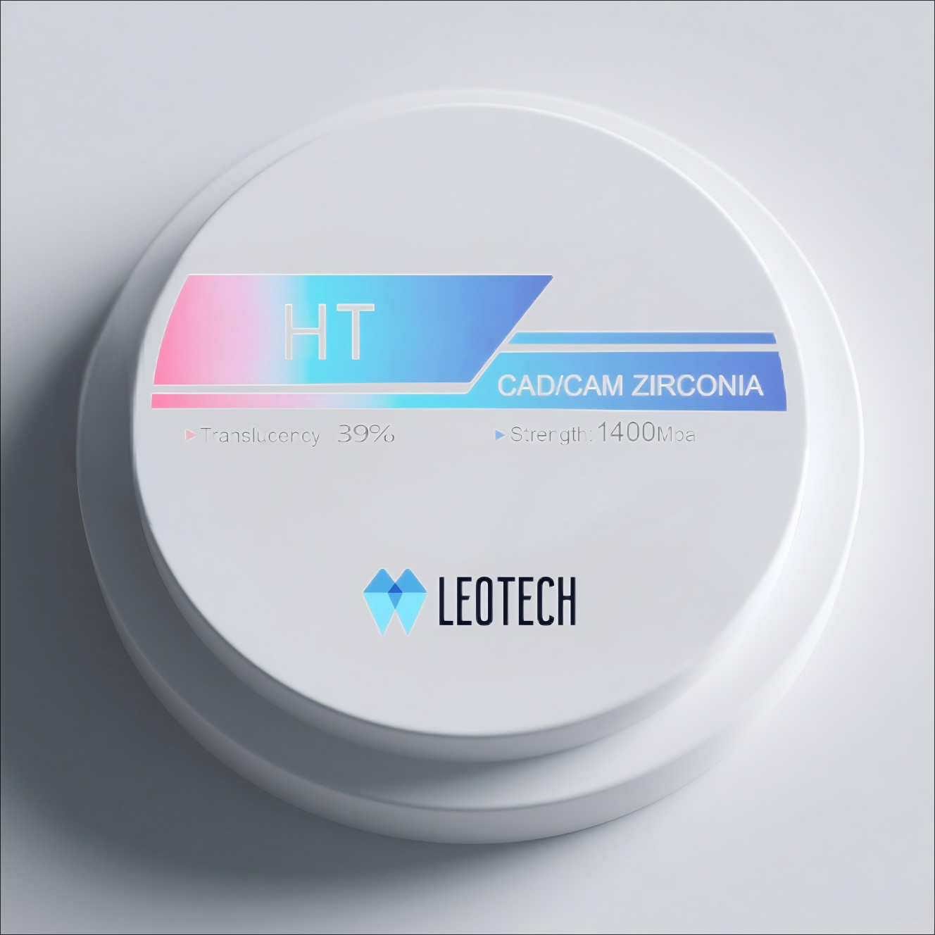 HT White High Strength 1400MPa Zirconia Blocks 39% Translucency Crown / Bridge Dental Material