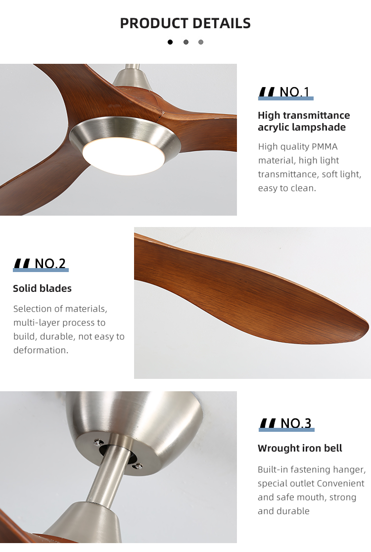 Popular 52 Inch 90lm/W ABS Blade Ceiling Fan With Light 50000hours