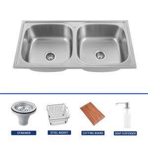 Wholesale 780*430 Double Bowl Kitchen Sink Undermount With Faucet from china suppliers