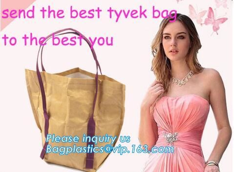 Cheap Lightweight Cheap Brown Custom Made Print Logo Water-proof Tyvek Paper Tote Shopping Bageco reusable promotion gif