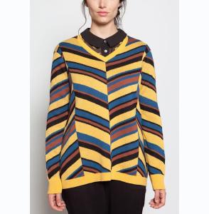 Wholesale Silk Slant Colorful Striped Sweater , Knitted Striped Coloured Jumper from china suppliers