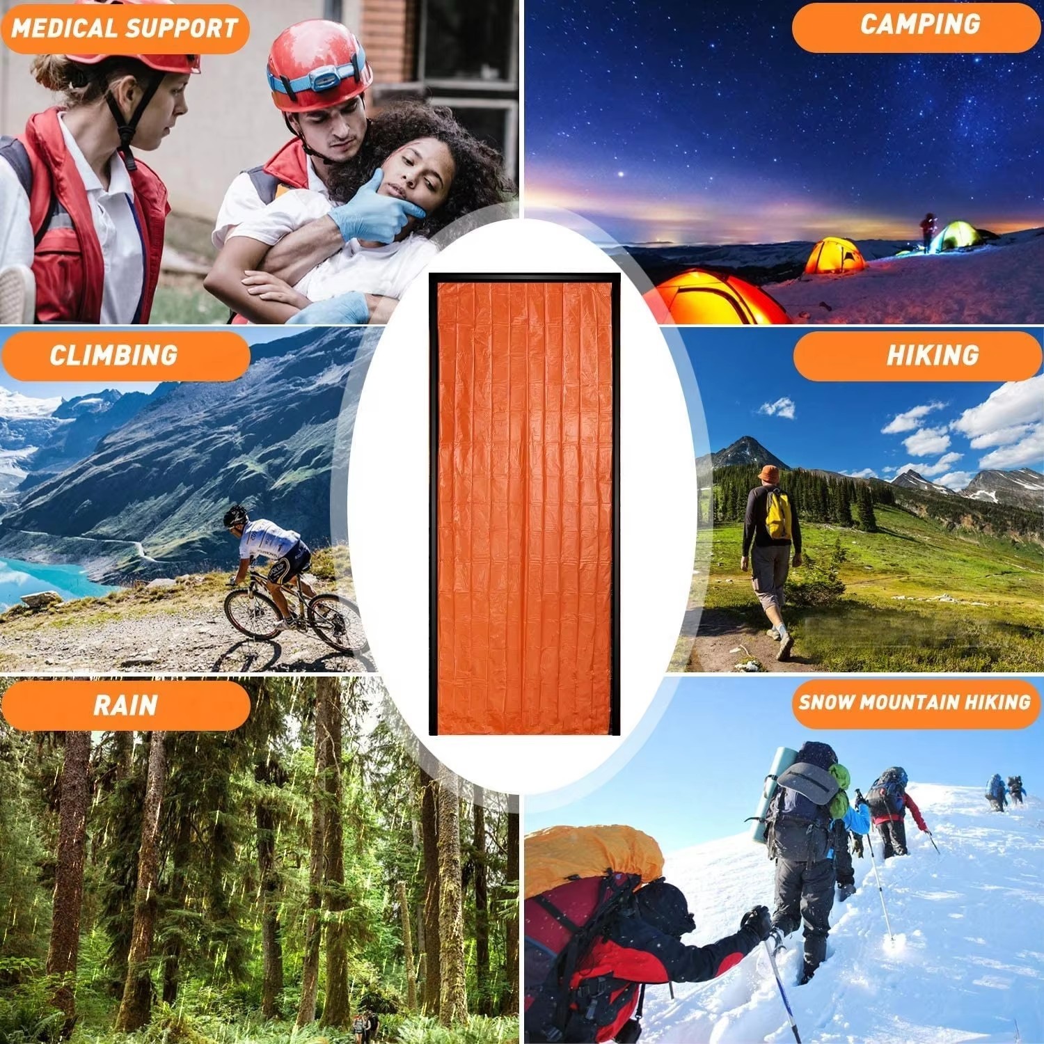 2024 Wholesale Compact Sack Waterproof Survival Bivy Thermal Emergency Sleeping Bags Emergency Rescue Equipment