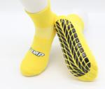 Yellow Color Trampoline Grip Socks Polyester Non Slip Socks Jacquard Logo