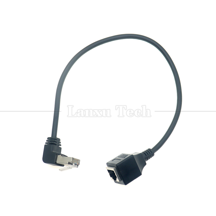 Cat5e Up Down Left Right Angle RJ45 Male to RJ45 Female Socket Panel Mount Ethernet Cable