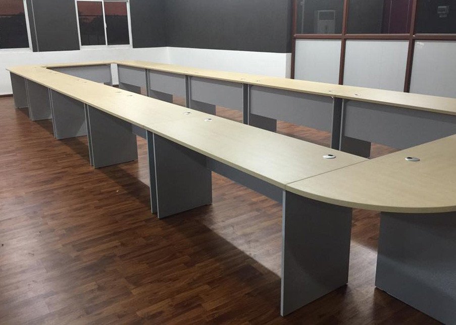 Melamine Laminated U Shaped Conference Table Durable With Plain PVC Edge