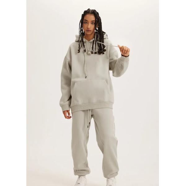22-23 Autumn and winter plus fleece thickened hoodie solid color hoodie pants European and American hoodie suit