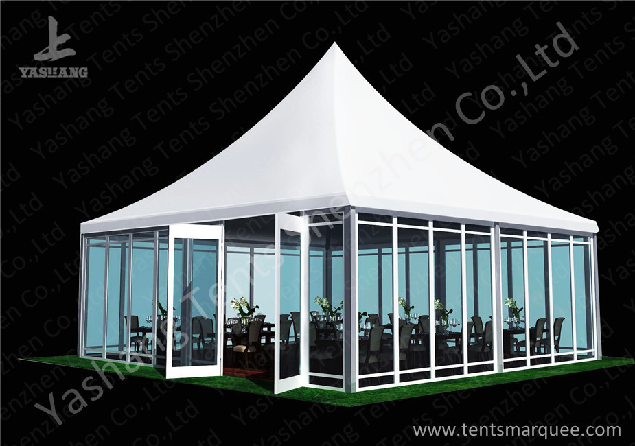 White High Peak Tents , Aluminium Pagoda Tent Custom Made Color And Wall Material
