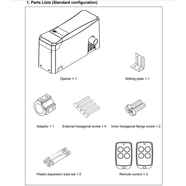 Wall-Mounted Automatic Garage Door Opener with 150W Motor Built-in LED Light for Villa Applications