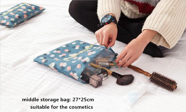 6 Pieces Polyester Travel Bag Set Clothing Shoes Cosmetic Luggage Organizer Set