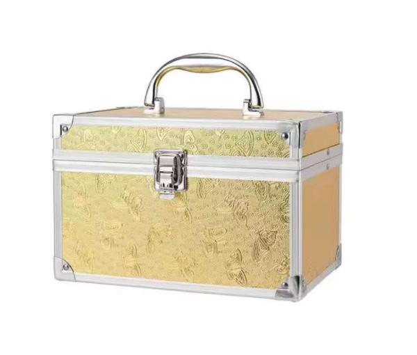 Makeup Suitcase Cosmetic Box Makeup Nails Polish Case Mini Aluminum Durable