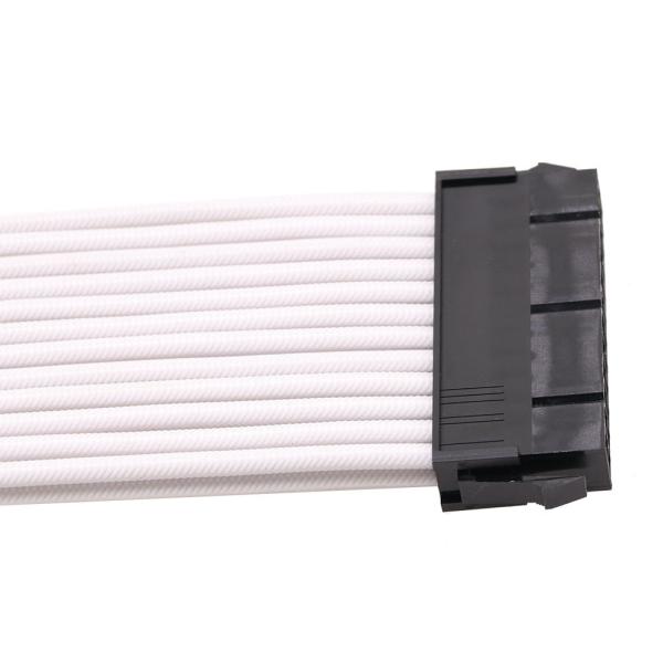 PSU Power Supply Extension Cable Sleeved 24pin ATX Female to Male White Elbow