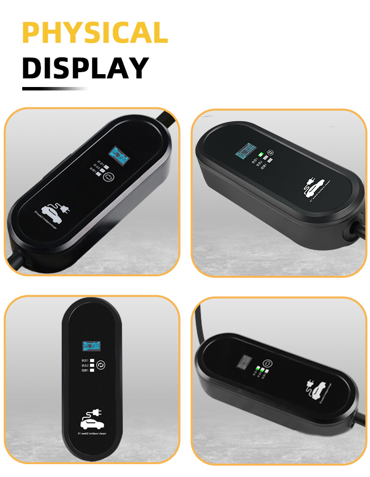 220V ID4 ID6 GBT Portable Ev Charger with EU Socket and Color Screen Charging Cable PC Copper Operate 7kw 32A Compact Design