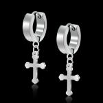 Hot sale cross pendant circle round stainless steel earring hoop earrings