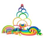 DIY 3D Wooden Toys Rainbow Building Blocks Large Size For Children Kids