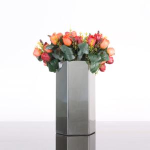 Wholesale sexangle SS201 table stainless steel flower vase for home and office decoration from china suppliers