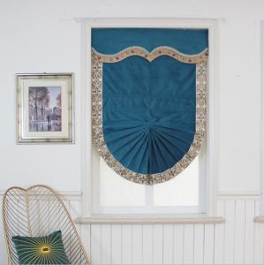 Wholesale European style light luxury fan shape velvet blue Roman blind blackout Customized for dinning room kitchen small window from china suppliers