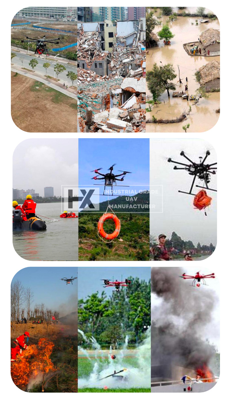 Security Extinguishing Fire Brigade Drowning Rescue Industrial Drone Multi Rotor Multifunctional HXR60