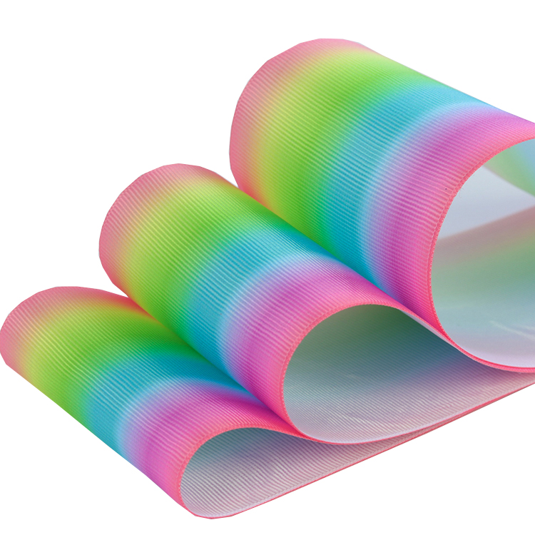 Oem Logo Pastel Rainbow 75mm Glitter Ribbon Custom 1 Print Grossgrain