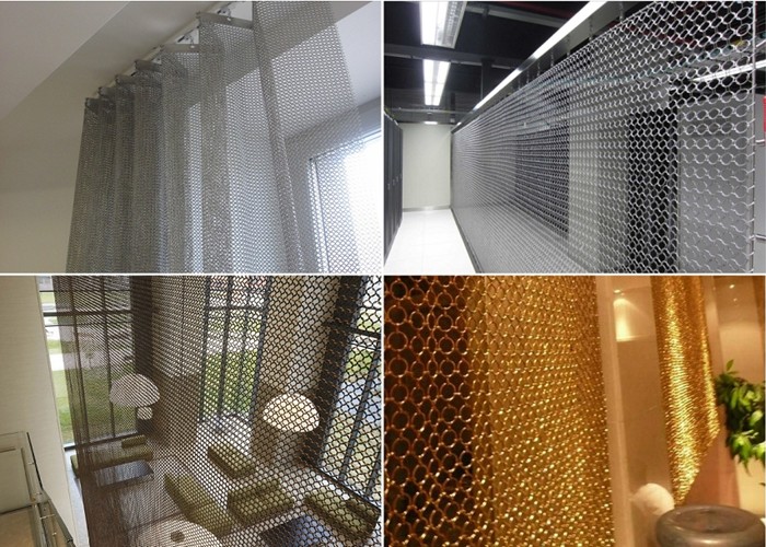 Round Hole Chain Mail Curtain , Architectural Ring Mesh Curtain