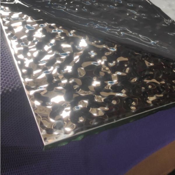 Stainless Steel Water Ripple SS Sheet Grade304 Silver / Mirror 0.8mm Thick 1219