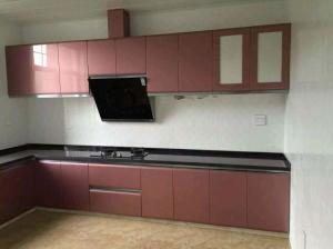 Wholesale High glossy lacquer kitchen cabinet,Project kitchen cabinet，Purple MDF door panel from china suppliers