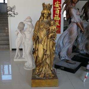 Wholesale BLVE Mother Mary Bronze Sculpture Christ Jesus Mary Brass Statue Catholic Religious Metal Life Size Church from china suppliers
