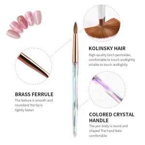 Wholesale Kolinsky Hair Manicure Nail Brush Bling Acrylic Marble Handle Oval from china suppliers