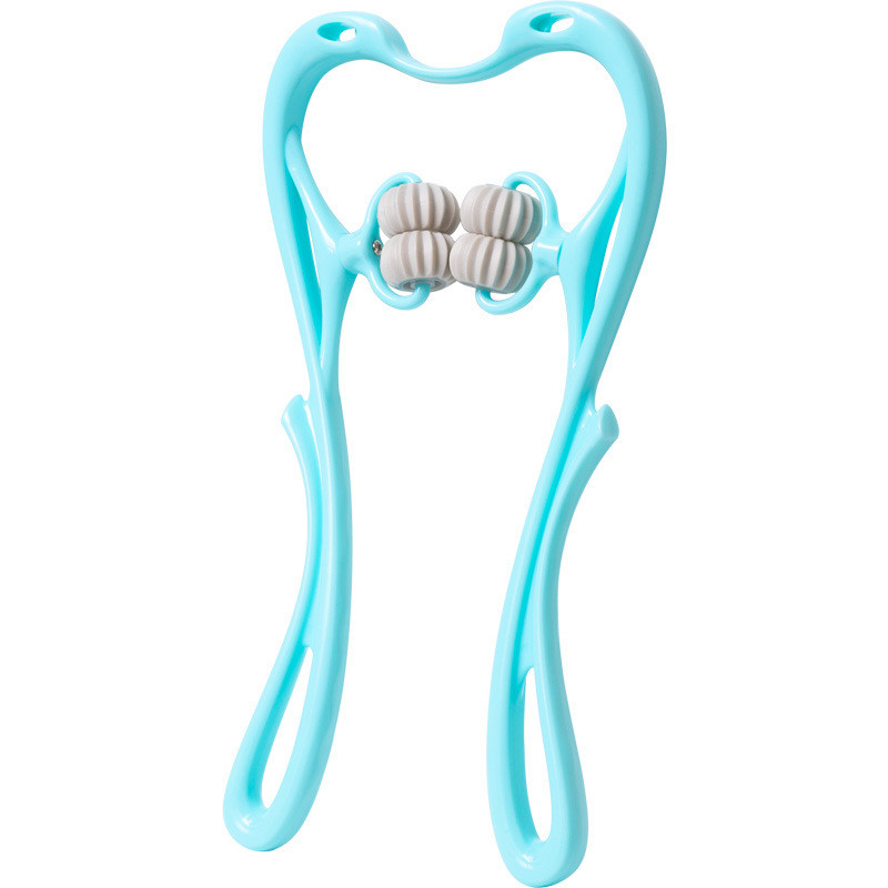PP and TPR material neck massager blue and pink color easy use six wheel neck and shoulder massager