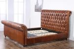 Real Cowhide Tufted Headboard Genuine Leather Bed 165cm Length