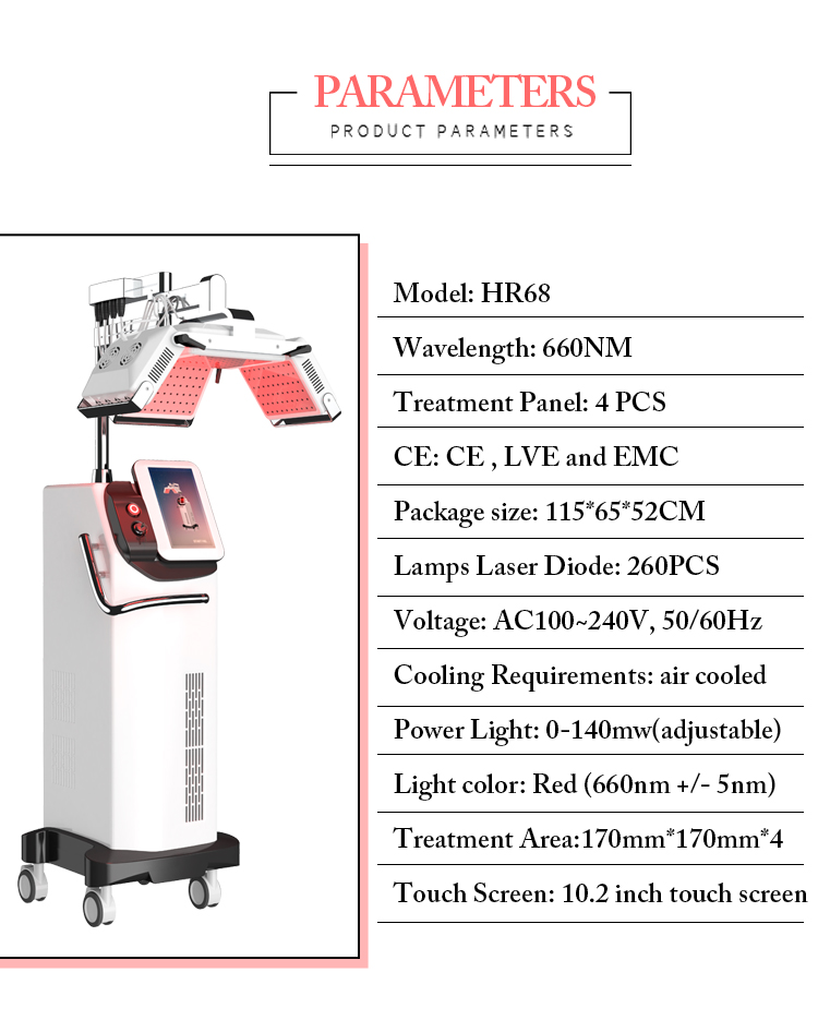 Red Diode Laser High Frequency Beauty Therapy Machine 650NM For Hair Growth OEM