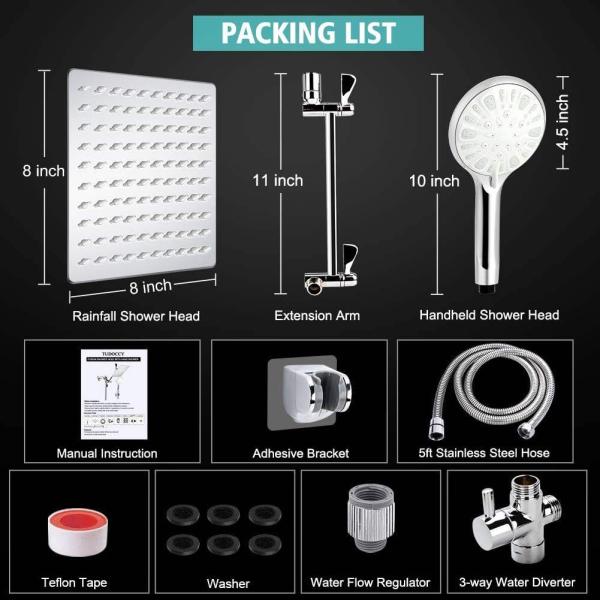 Wall-Mounted Stainless Steel Shower Head ABS Handheld Shower Head With Stand