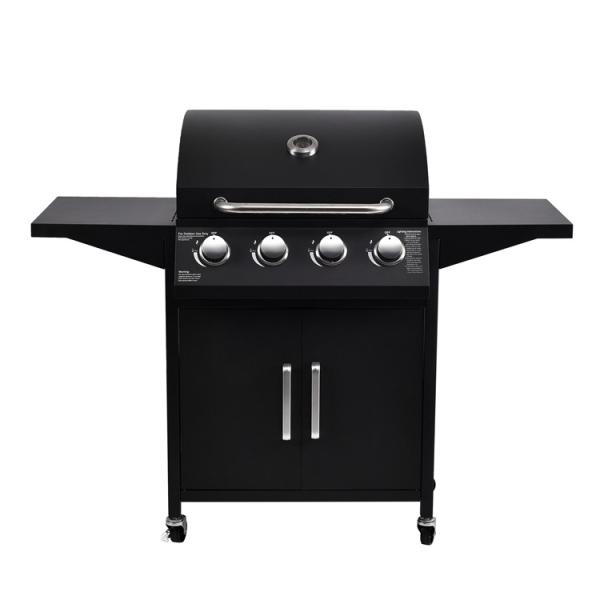 Customized Logo Print Steel Burger BBQ 4 Burners Outdoor Gas Barbeque Grill with