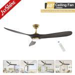 60 Inches Luxury 3 Wooden Blades Ceiling Light With Fan Quiet Dc Motor