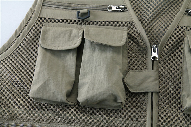 Summer Designer Casual Biker Multi-pocket Mesh Utility Breathable Sleeveless Fishing Plus Size Men's Vests & Waistcoats