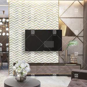 Wholesale Carrara Marble Mixed Brass Herringbone Mosaic Tile 300x300mm Anti - Slip from china suppliers