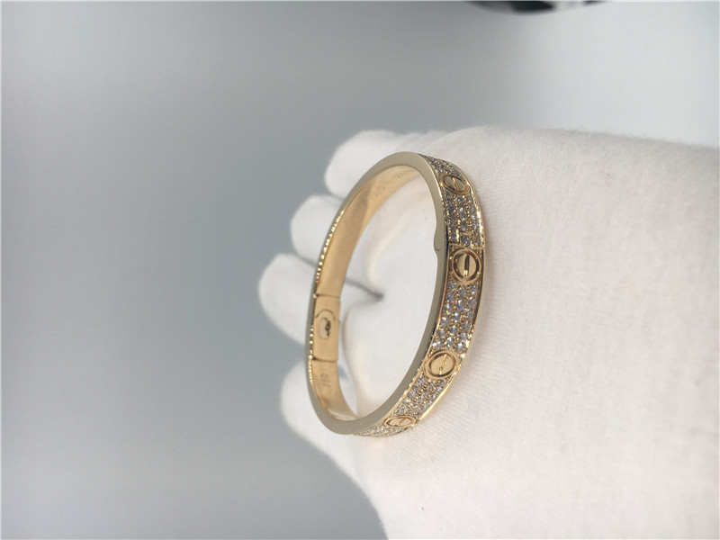Diamond High End Custom Jewelry Love Bracelet 18K Yellow Gold