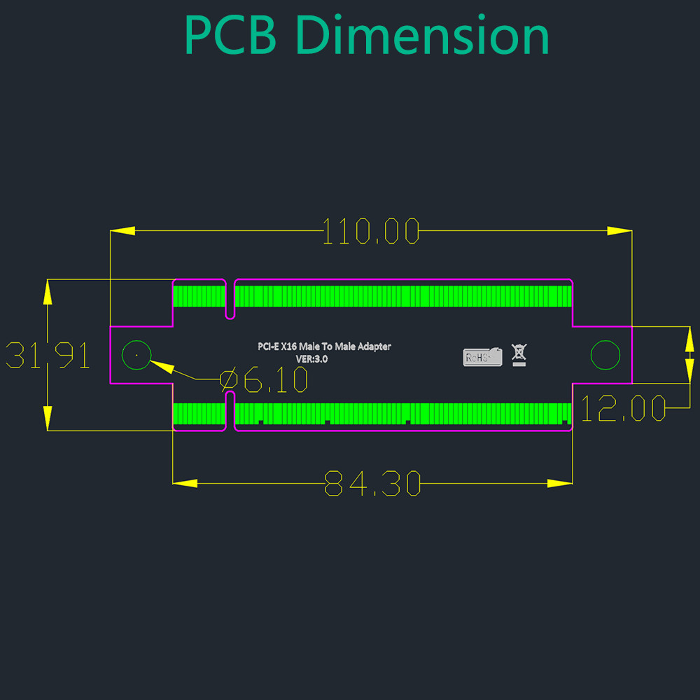 PCI Express PCI-E 3.0 16X Male to X16 Male Adapter Extension Card