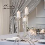 Hot sale 3 piece in set crystal pillar candle holders for home wedding
