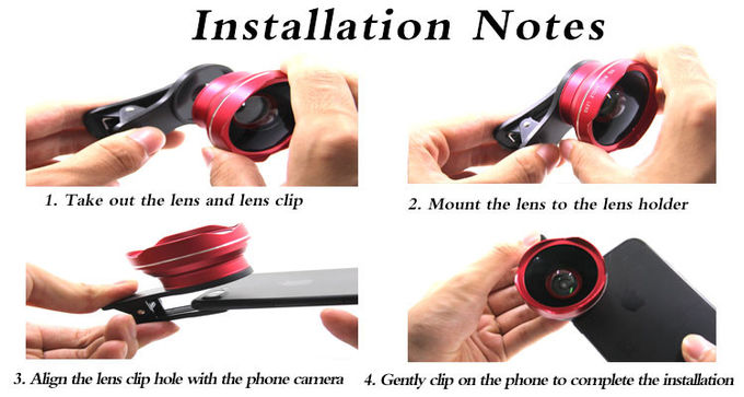 Red Cell Phone Wide Angle Lens Mobile Universal Lens 0.107kg Single Gross Weight