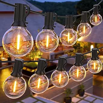 7.6m-45m Outdoor Plastic Bulb String Lights Soft Warm White AC 220V