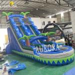 Home Blue Large Inflatable Pool Slide 0.55mm Thick Vinyl Tarpaulin Mateiral