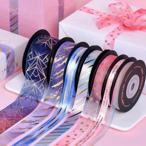 Wholesale Gold Foil Chiffon Ribbon Printing Custom Logo Satin 100% Polyester For Packaging Roll from china suppliers