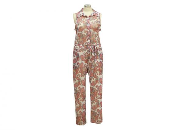 Quality Overall Floral Ladies Casual Jumpsuits For Tall Women 92% Polyester 8% Elastan for sale
