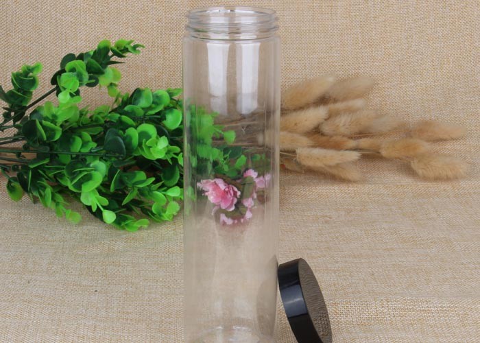Tiny Size Candy / Noodle Packaging Clear Pet Jars Diameter 84 mm * Height 121mm