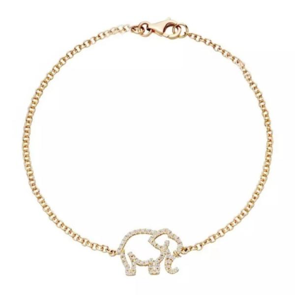 925 Sterling Silver Elephant Bracelet With Micro Insert Technology And White