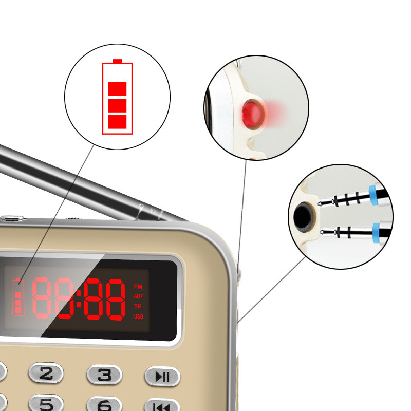 87.5mhz 108mhz Hand Held FM Radio With TF USB MP3 Multifunctional