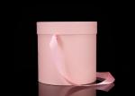 Luxury Rose Cylinder Gift Box Pink Paper Gold Logo With Ribbon Handle