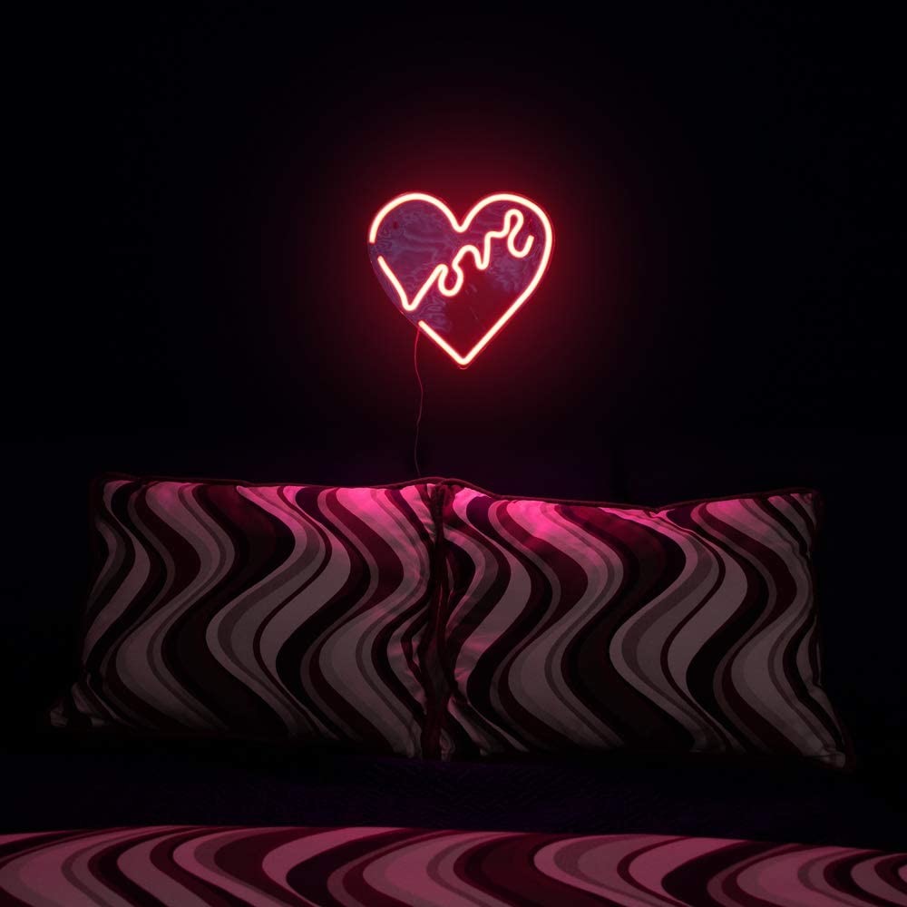 Love Heart Wall Hanging Decor LED Neon Sign Light Wedding Christmas Party Home Decoration Holiday Lighting